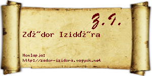 Zádor Izidóra névjegykártya